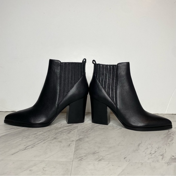 Marc Fisher Alva Black Leather Heeled Bootie 10M - Picture 7 of 14